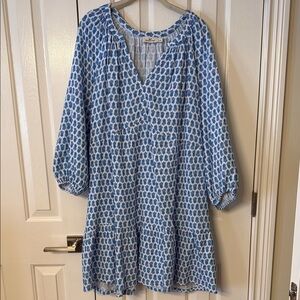 Vineyard Vines Blue and White Long Sleeve Dress